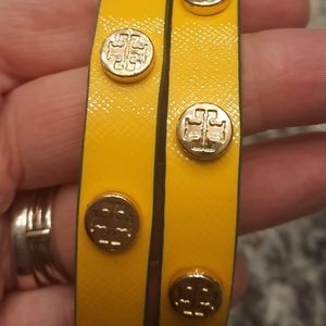 Tory Burch yellow leather wrap bracelet